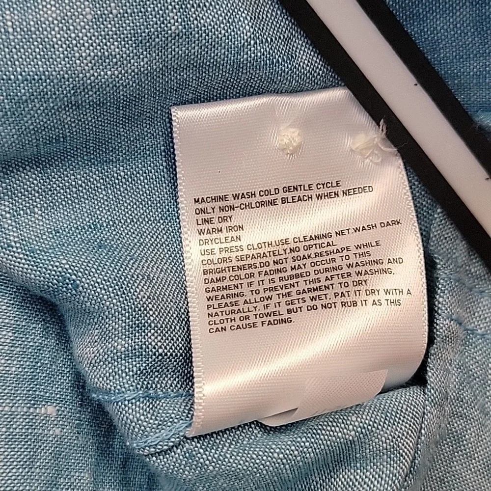 UNIQLO‎ Light Blue 100% Linen Long Sleeve Button Up Shirt Men's Size XL